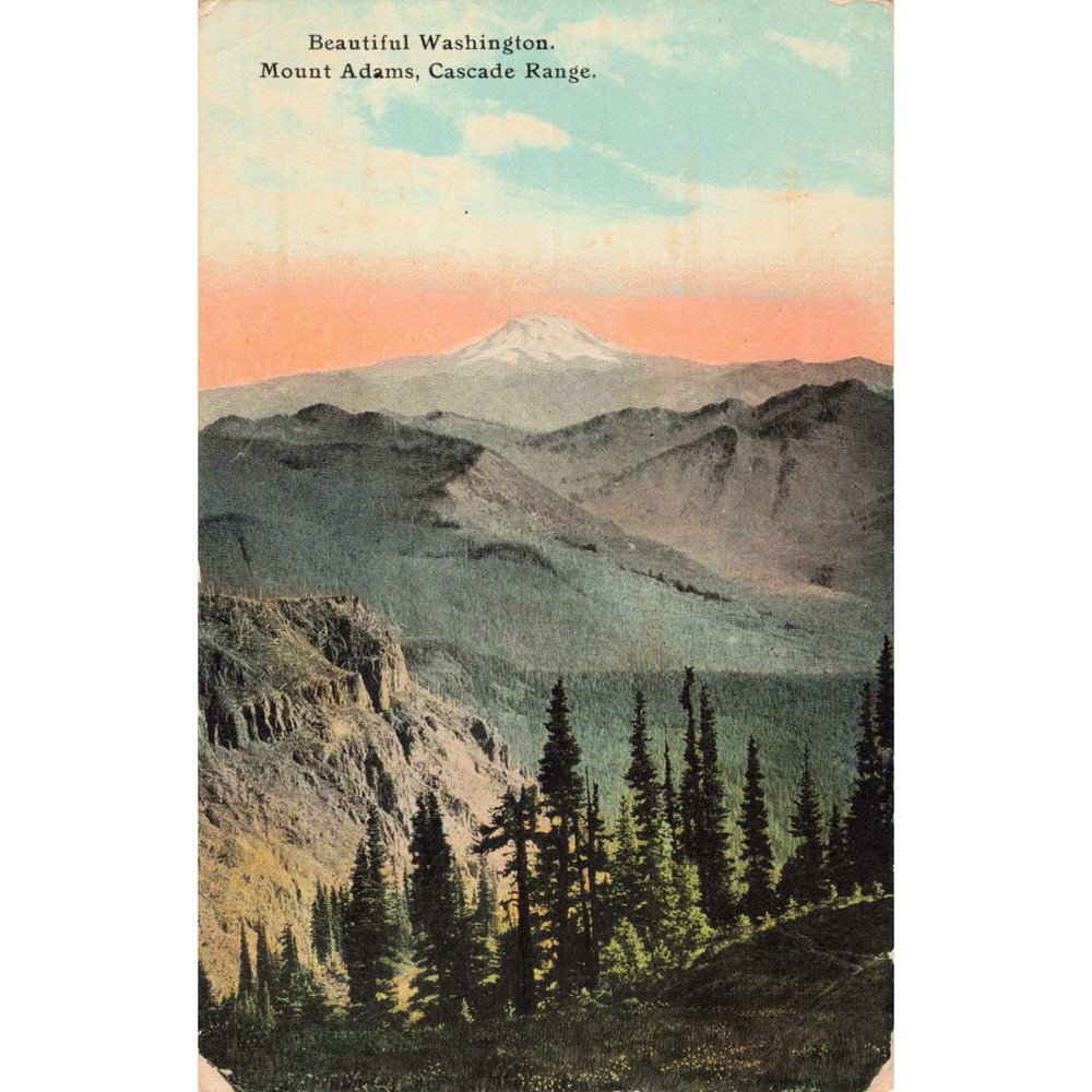 Vintage Mount Adams Cascade Range Washington Postcard Central News Co Tacoma - Picture 1 of 2